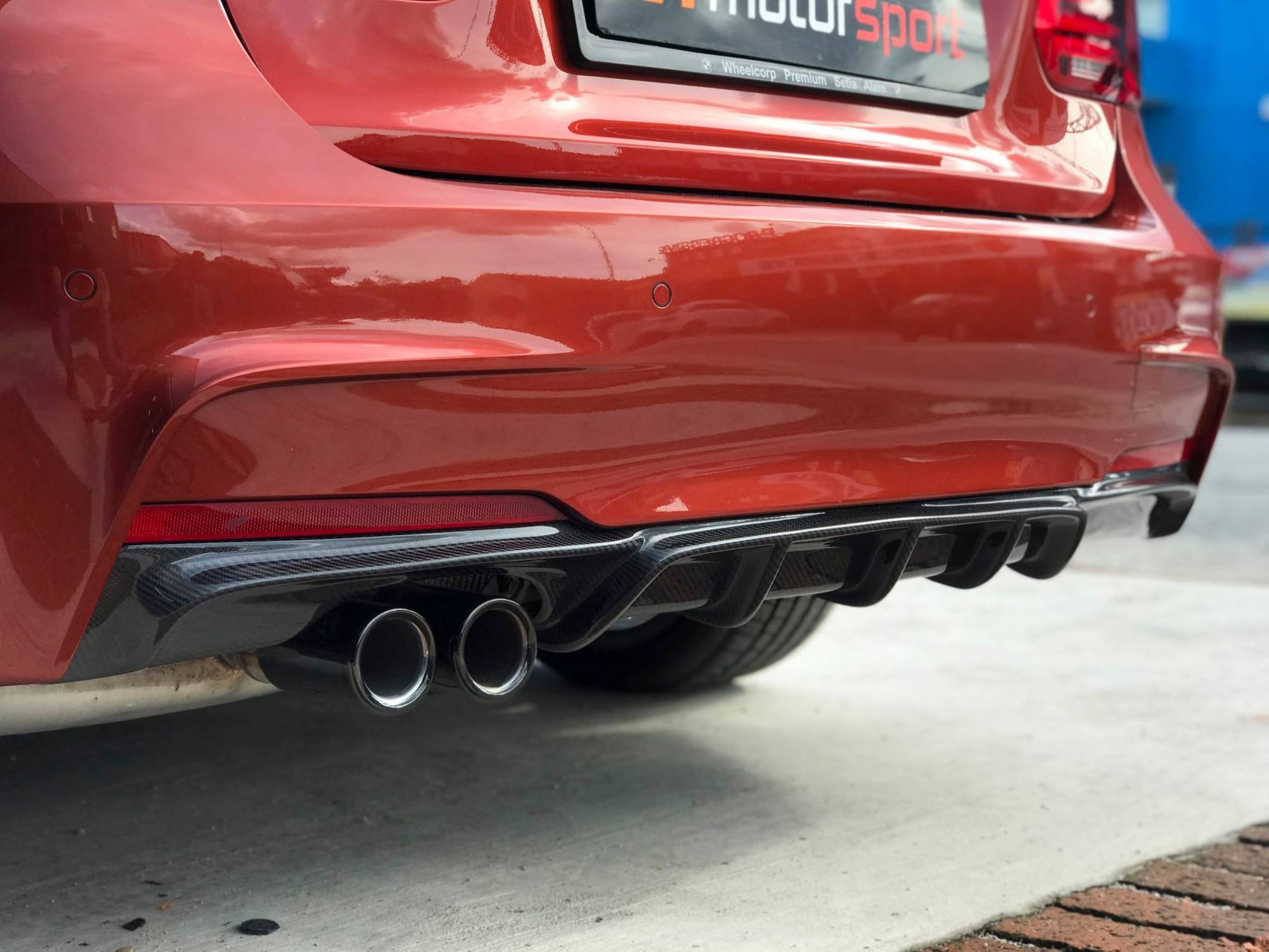 BMW F30 3 Series Installed MPerformance Carbon Fiber Diffuser